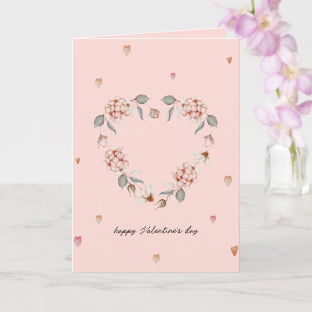 Romantic Valentine’s Day Card with Floral Heart (Orchid)