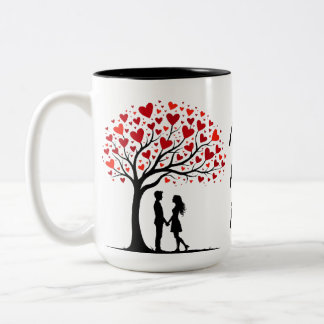 Romantic Valentine’s Day Love Tree Design Two-Tone Coffee Mug