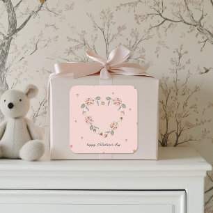 Romantic Valentine’s Day Sticker with Floral Heart