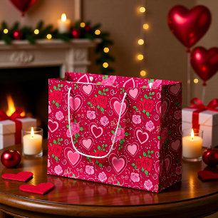 Romantic Valentine’s Roses & Hearts Gift Bag