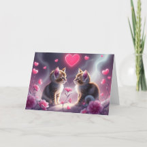 Romantic Valentines Cat Card