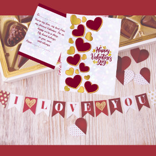 Romantic Valentine's Day   Burgundy & Gold Heart I Invitation