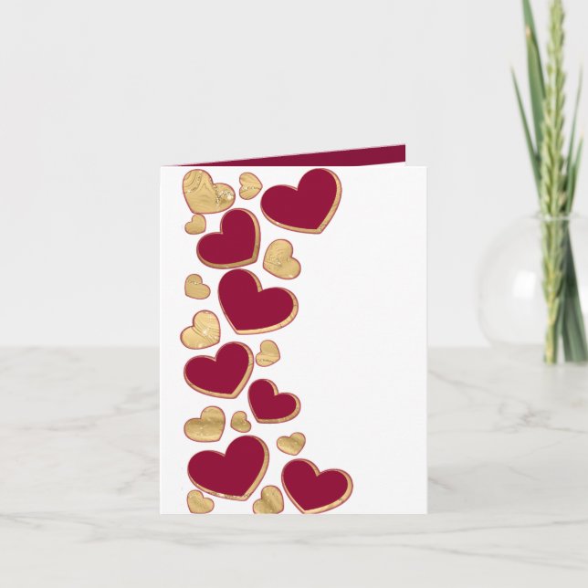 Romantic Valentine's Day | Burgundy & Gold Heart Invitation (Front)