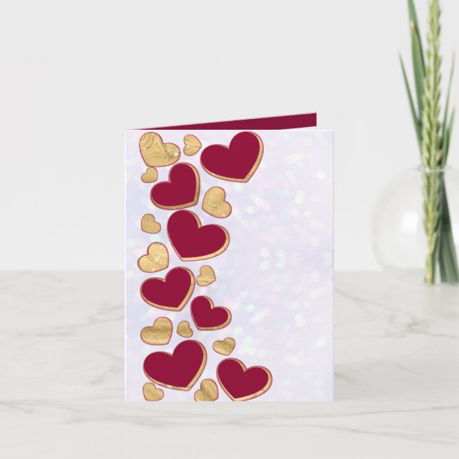 Romantic Valentine's Day | Burgundy & Gold Heart Invitation (Front)