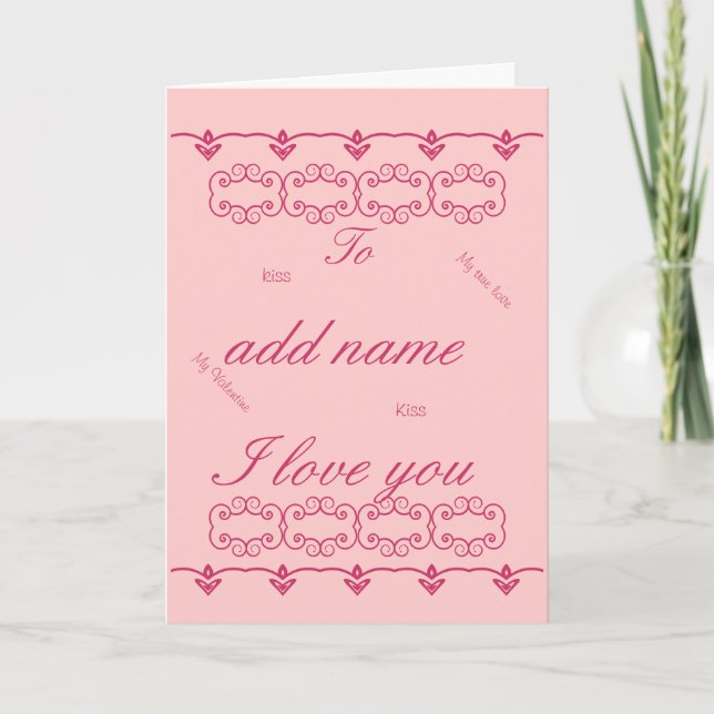 Romantic Valentine's Day Card Add name front (Front)