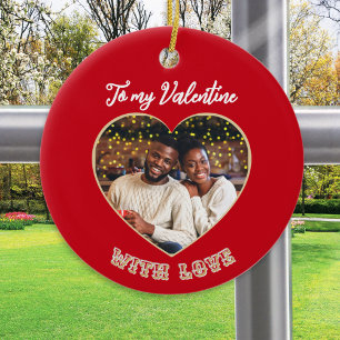 Romantic Valentine's Day Couple Photo Personalised Ceramic Ornament