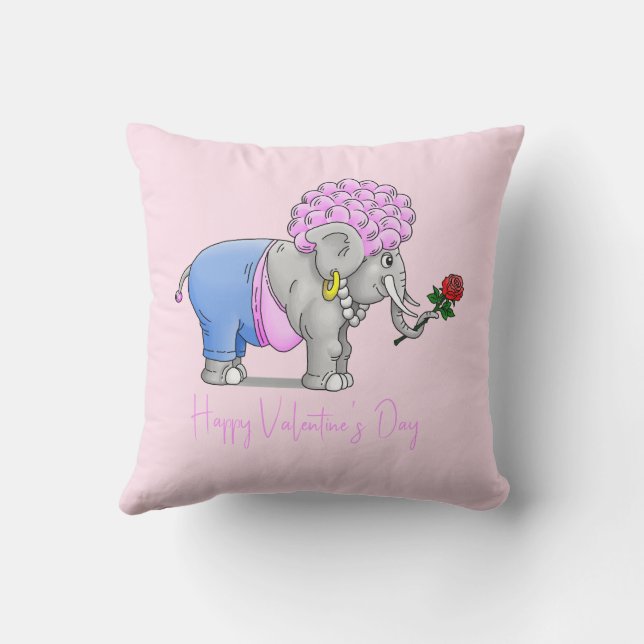Romantic Valentine's Day Elephant Cushion (Back)