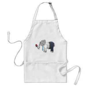 Romantic Valentines Day Elephant Standard Apron
