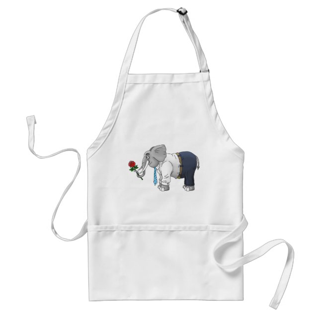 Romantic Valentines Day Elephant Standard Apron (Front)