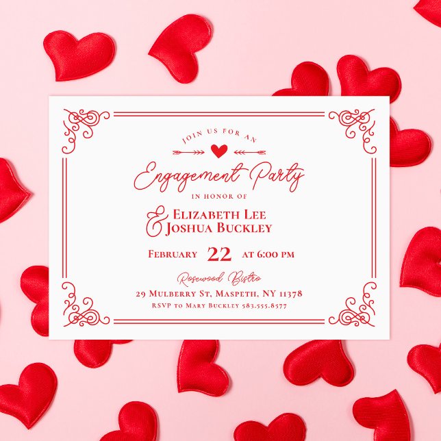 Romantic Valentine's Day Engagement Party Invitation (Creator Uploaded)