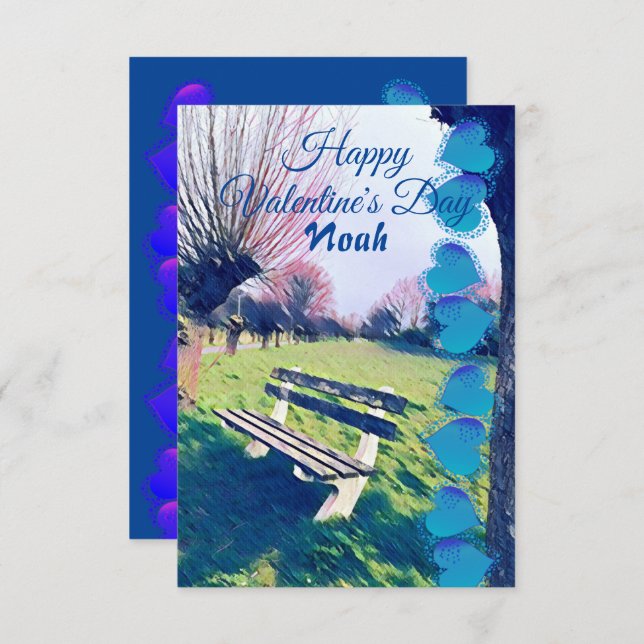 Romantic Valentines Day Heart Garden Bench For Him (Front/Back)