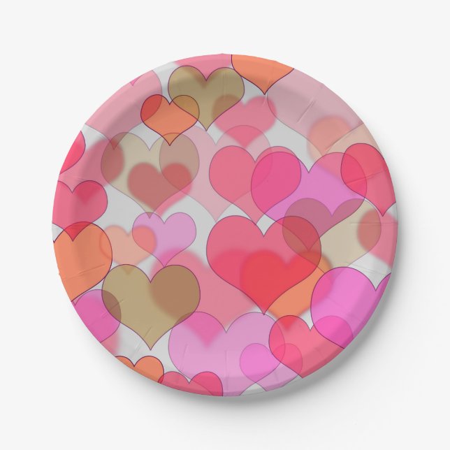 Romantic Valentine's Day Love Pink Sweetheart Paper Plate (Front)