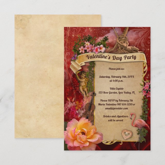 Romantic Valentine's Day Party Invitation (Front/Back)
