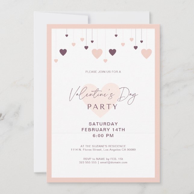 Romantic Valentines day party invitation  (Front)