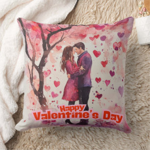Romantic Valentine's Day Throw Pillow – Couple 