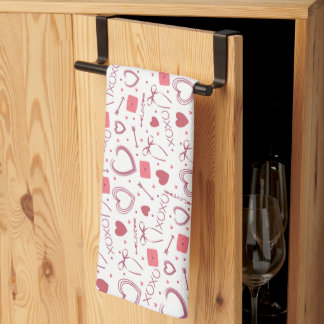 Romantic Valentine's Day - White & Pink Tea Towel