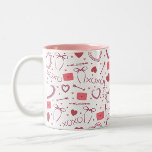 Romantic Valentine's Day - White & Pink  Two-Tone Coffee Mug