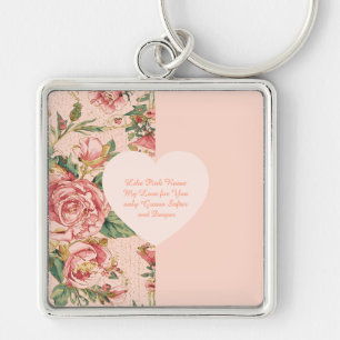 Romantic Valentine's Day with Lovely Roses Paper P Key Ring