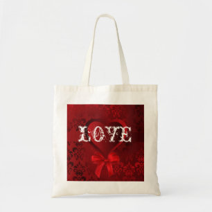 Romantic valentines love heart tote bag