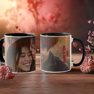 Romantic Valentine's photo with names & date Mug