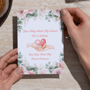 romantic valentines quotes, watercolor floral pink holiday card