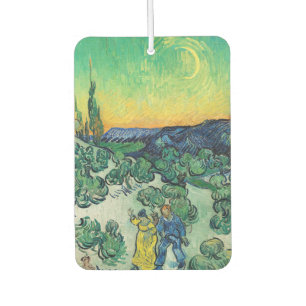 Romantic Van Gogh Couple Walking Under Moon Car Air Freshener