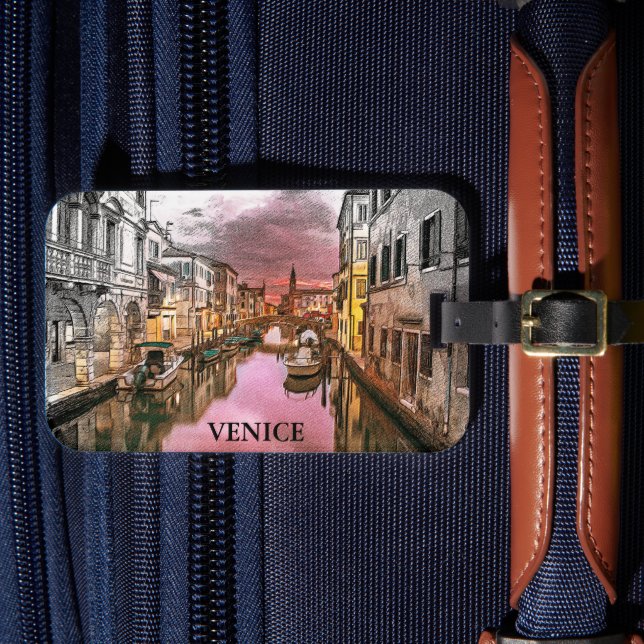 Romantic Venice Italy Gondola City view Luggage Tag (Front Insitu 4)