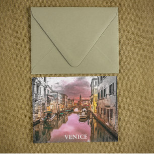 Romantic Venice Italy Gondola City view Postcard