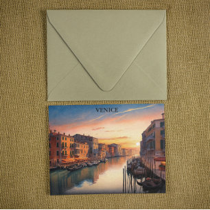 Romantic Venice Italy Sunset View Postcard