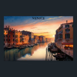 Romantic Venice Italy Sunset View Poster<br><div class="desc">This is a romantic Venice Italy sunset design on a poster showcasing a stunning view from a gondola over the italian city with its canal and european travel destination. Makes an amazing product for every tourist and fan of the famous european city.</div>