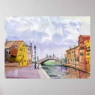 Romantic Venice Watercolor Painting – Italy Travel Poster
