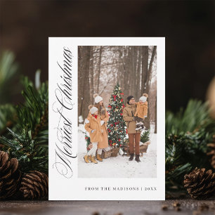 Romantic Vertical Merriest Christmas Family Photo Holiday Card