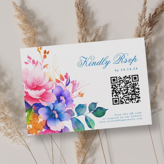 Romantic Vibrant Rainbow Floral Wedding RSVP QR (Romantic Vibrant Rainbow Floral Wedding RSVP QR)