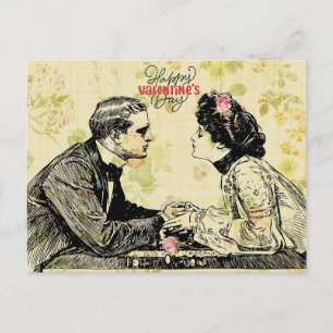 Romantic Victorian Couple Valentine's Day Postcard