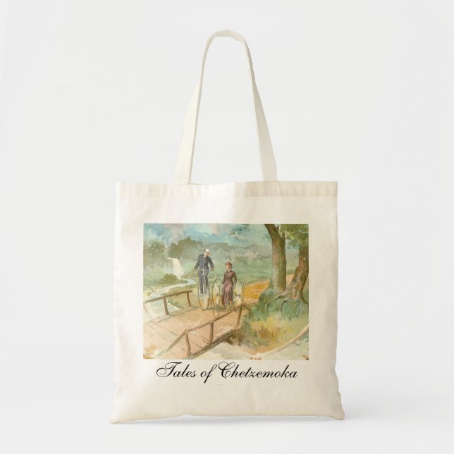 Romantic Victorian cycling couple Tote Bag (Front)