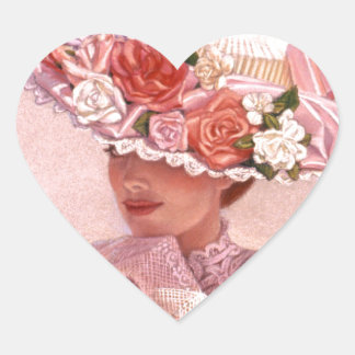 Romantic Victorian Lady Heart Sticker
