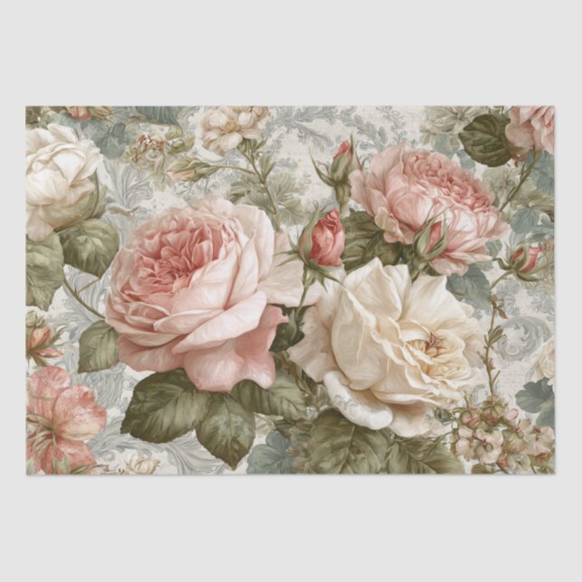 Romantic Victorian Rose Vintage Tissue Paper (Front)