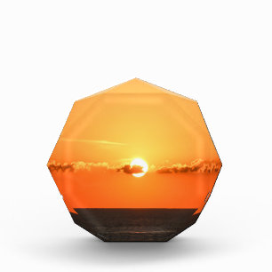 Romantic View, Beautiful Sunset in Pacific Ocean Photo Block