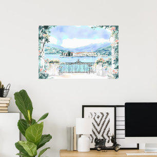 Romantic View of Lake Como Poster