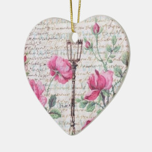 Romantic Vines Hearts Blossoms Couple Love Ceramic Ornament
