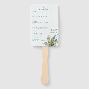 Romantic Vines Minimal Garden Green Blue Program Hand Fan