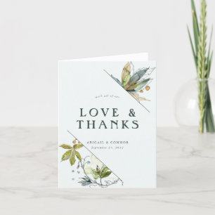 Romantic Vines Minimal Garden Green Blue Thank You Card