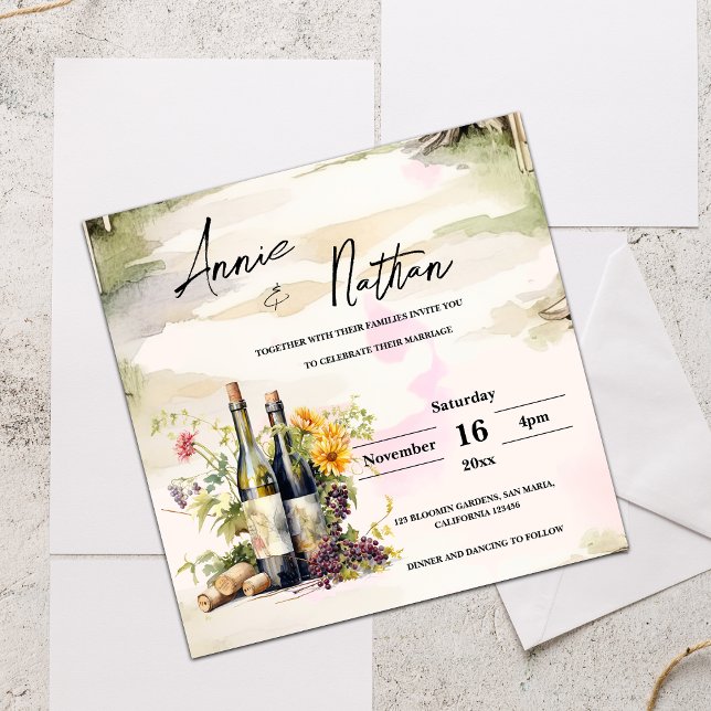 Romantic Vineyard Grapevine Wedding Invitation (Romantic Vineyard Grapevine Wedding Invitation)