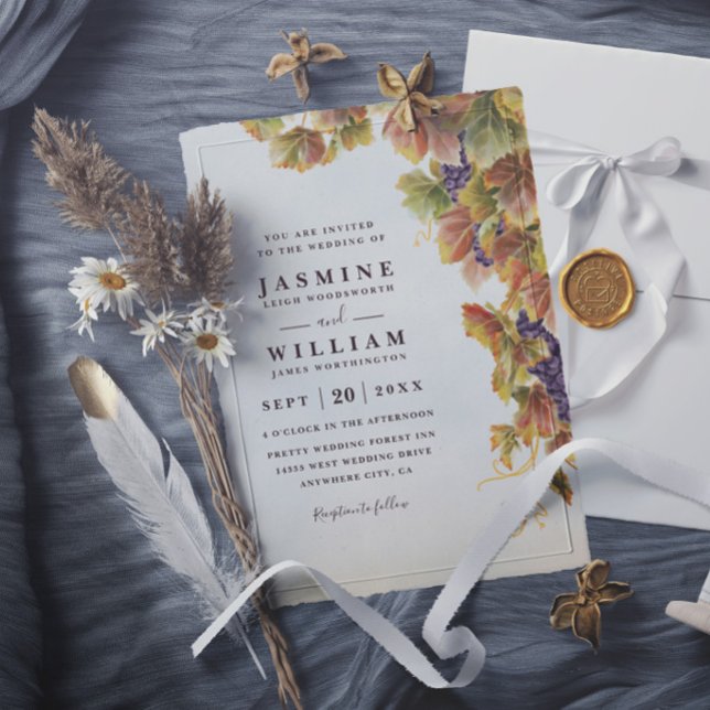 Romantic Vineyard Rustic Elegant Modern Wedding Invitation (Creator Uploaded)