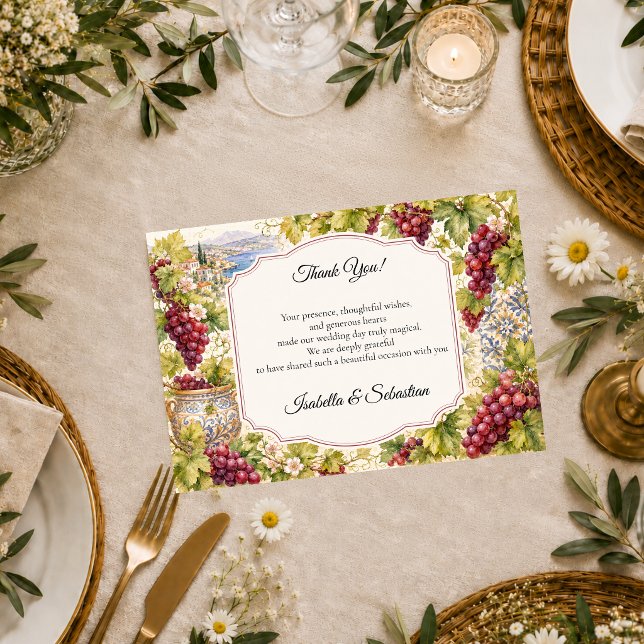 Romantic Vineyard Wedding Thank You Card (Creator Uploaded)