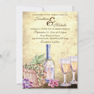 Romantic Vineyard Winery Wine Wedding Invitation