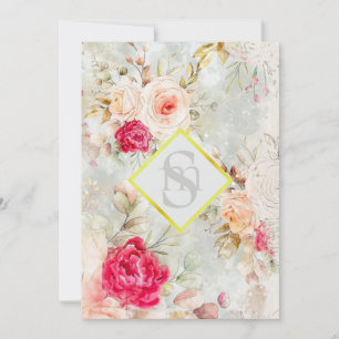 *~ Romantic Vintage AR26 QR  RSVP Floral Wedding I Invitation