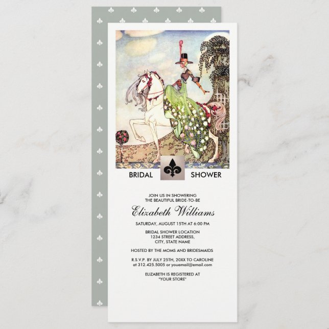 Romantic Vintage Art Bridal Shower Invitations (Front/Back)