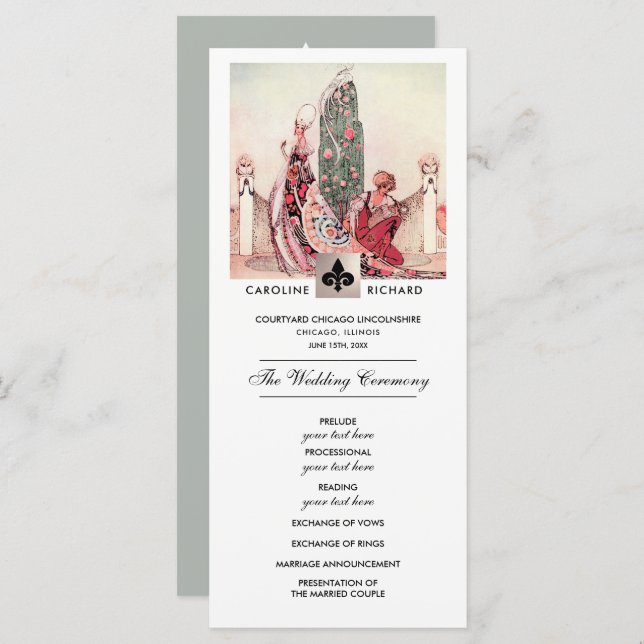 Romantic Vintage Art  Custom Wedding Program (Front/Back)