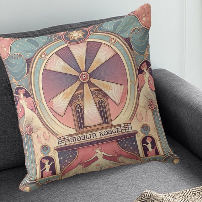 Romantic Vintage Art Nouveau Moulin Rouge Cushion (Creator Uploaded)